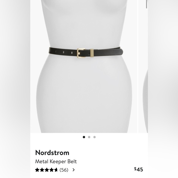 Nordstrom Black Leather Belt with Gold Buckle - Picture 2 of 3